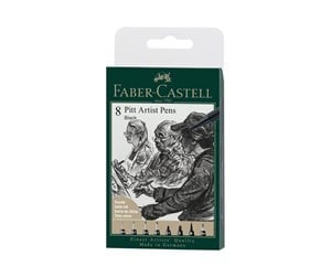 Skrive- & Tegneverktøy - Faber Castell 8 Pitt Artist Pens Black - 167158