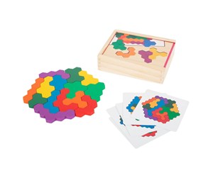 Puslespill - Small Foot - Wooden Shape Puzzle Hexagon Tre - 11729