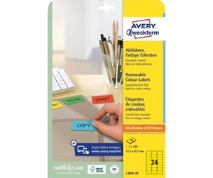 Papir, Fotopapir & Etiketter - Avery Fargede etiketter, 63,5 x 33,9 mm, 480 Etiketter, Gul - L6035-20