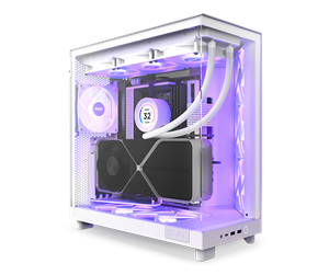 Kabinett - NZXT H6 Flow Compact Dual Chamber with RGB - Matte White - Kabinett - Miditower - Hvit - CC-H61FW-R1