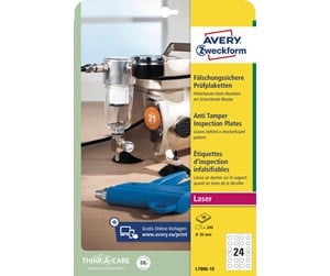 Papir, Fotopapir & Etiketter - Avery Kontrollmerker, Ø 30 mm, 240 Etiketter, Hvit - L7806-10