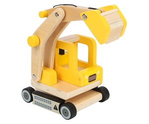 Leketøysbil - Small Foot - Wooden Excavator Yellow - 12010