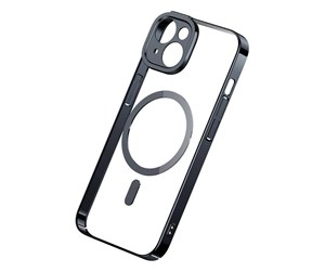 Mobil - Deksel og etui - Baseus Glitter Transparent Magnetic Case and Tempered Glass set for iPhone 14 Plus (black) - ARMC010201