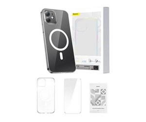 Mobil - Deksel og etui - Baseus Magnetic Crystal Clear for iPhone 12 (transparent) with all-tempered-glass screen protector and cleaning kit - ARSJ010302