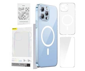 Mobil - Deksel og etui - Baseus Magnetic Crystal Clear for iPhone 13 Pro (transparent) with all-tempered-glass screen protector and cleaning kit - ARSJ010702