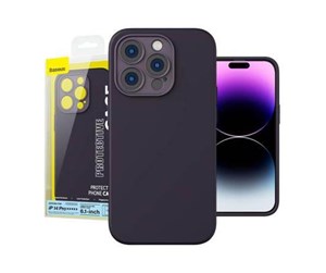 Mobil - Deksel og etui - Baseus Liquid Silica Gel Case for iPhone 14 Pro (Elderberry)+ tempered glass + cleaning kit - ARYT020405