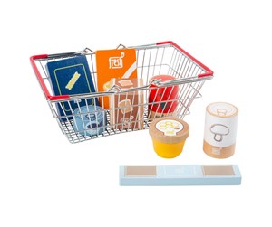 Rollelek - Small Foot - Wooden Play Food in Shopping Basket - 11443