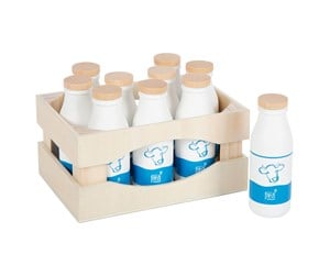 Rollelek - Small Foot - Wooden Crate with Milk Bottles 12 pc - 12354