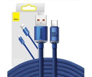 USB - Baseus Crystal Shine cable USB to USB-C 100W 2m (blue) - CAJY000503