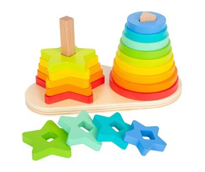 Babyleker - Small Foot - Wooden Stacking Tower Rainbow Circle and Star 19dlg. - 11720