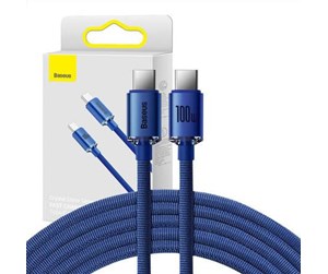 USB - Baseus Crystal Shine cable USB-C to USB-C 100W 1.2m (blue) - CAJY000603