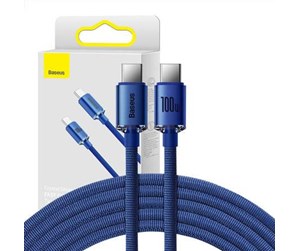 USB - Baseus Crystal Shine cable USB-C to USB-C 100W 2m (blue) - CAJY000703