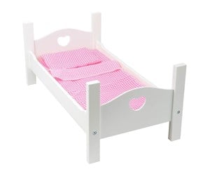 Dukker, Bamser & Utstyr - Small Foot - Wooden Doll Bed White with Bedding 4dlg - 11212