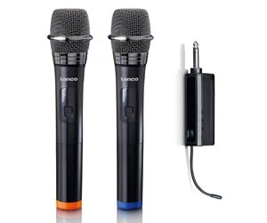 Mikrofon - Lenco MCW-020BK - Set of 2 wireless microphones with portable battery powered receiver - MCW-020BK