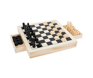 Brettspill & Puslespill - Small Foot - Game Box 3in1 Chess Checkers Mill Game - 11208