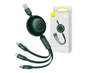 USB-hub - Baseus Bright Mirror 3 USB 3-in-1 cable for micro USB / USB-C / Lightning 66W / 2A 1.1m (Green) USB-hub - USB 2.0 - 4 porter - Grønn - CAMJ010106