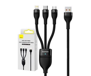 USB - Baseus 3in1 USB cable  Flash Series USB-C + micro USB + Lightning 100W 1.2m (black) - CASS030001