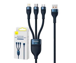 USB - Baseus 3in1 USB cable  Flash Series USB-C + micro USB + Lightning 100W 1.2m (blue) - CASS030003