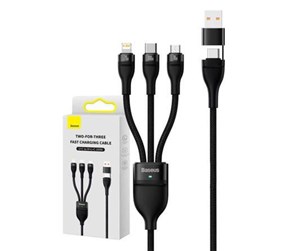 USB - Baseus 3in1 USB cable  Flash Series 2 USB-C + micro USB + Lightning 100W 1.2m (black) - CASS030101