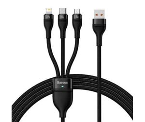 USB - Baseus 3in1 USB cable  Flash II Series USB-C + micro USB + Lightning 66W 1.2m (Black) - CASS040001