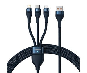 USB - Baseus 3in1 USB cable  USB 3in1  Flash Series USB-C + Micro + Lightning 66W 1.2m (blue) - CASS040003