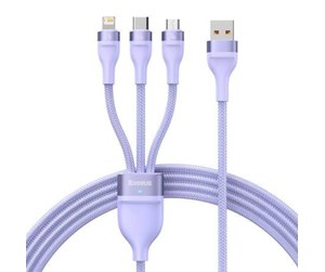 USB - Baseus 3in1 USB cable  Flash II Series USB-C + micro USB + Lightning 66W 1.2m (Purple) - CASS040005