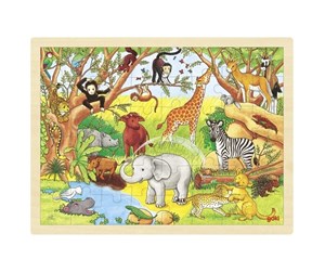 Puslespill - Goki Wooden Jigsaw Puzzle - Jungle 48pcs. Tre - 57892