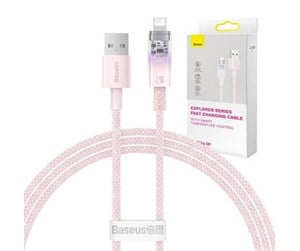 USB - Baseus Fast Charging cable  USB-A to Lightning Explorer Series 1m 2.4A (pink) - CATS010004