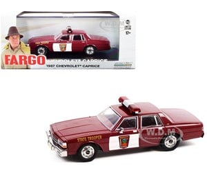 Modellbiler - Greenlight 1987 Chevrolet Caprice Burgundy with Burgundy Interior Minnesota State Trooper Fargo (1996) Movie 1:43 Diecast Model Car - 0810027494108