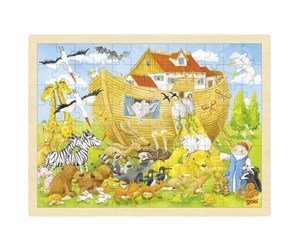 Puslespill - Goki Wooden Puzzle Noah's Ark 96pcs. Tre - 57535