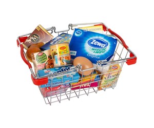 Rollelek - Small Foot - Play Food in Metal Shopping Basket 2 - 9559