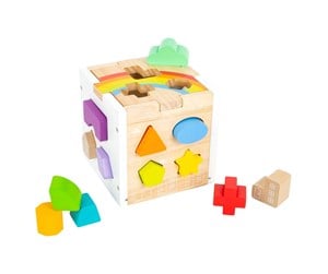 Babyleker - Small Foot - Wooden Shape Sorter Cube Rainbow. - 11777