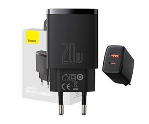 Mobil - Adaptere og ladere - Baseus Compact Quick Charger USB USB-C 20W (black) - CCXJ-B01