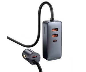 Mobil - Adaptere og ladere - Baseus Car charger  Share Together with extension cord 2x USB 2x USB-C 120W (grey) - CCBT-A0G