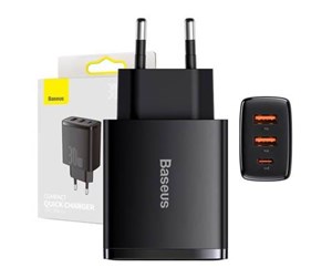 Mobil - Adaptere og ladere - Baseus Charger  Compact Quick Charger 2xUSB USB-C PD 3A 30W - Black - CCXJ-E01