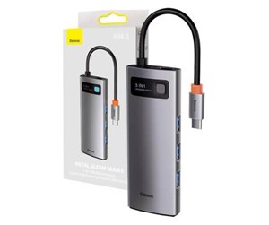 USB-hub - Baseus Adapter 5in1 Hub USB-C to 3x USB 3.0 + HDMI + USB-C PD USB-hub - USB 3.0 - 5 porter - Grå - WKWG020013