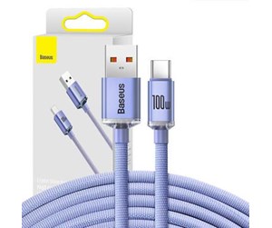 USB - Baseus Crystal Shine cable USB to USB-C 100W 2m (purple) - CAJY000505