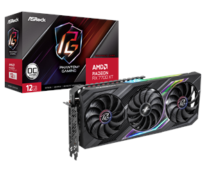 Grafikkort - ASRock Radeon RX 7700 XT Phantom Gaming OC - 12GB GDDR6 RAM - Grafikkort - 90-GA4LZZ-00UANF