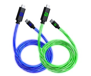 USB - Floating Grip 2X 1.5M USB-C/USB-C CABLE WITH LED LIGHT - BLUE AND GREEN - FG-USBLED-C-C-150-GB