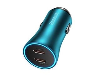 Mobil - Adaptere og ladere - Baseus Golden Contactor Pro car charger 2x USB-C 40W (blue) - CGJP000003