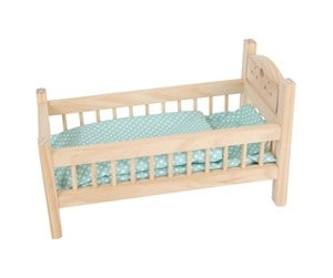 Dukker, Bamser & Utstyr - Small Foot - Wooden Doll Bed Natural with Bedding. 4ldg. - 9601