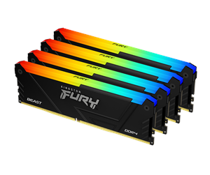 RAM - Kingston FURY Beast RGB DDR4-2666 C16 QC - 32GB - KF426C16BB2AK4/32