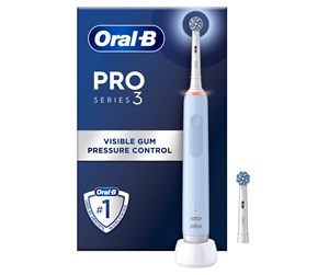 Elektrisk tannbørste - Oral-B Elektrisk tannbørste Pro3 Blue + Extra Sensi Brush Head - 8006540759813