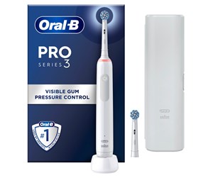 Elektrisk tannbørste - Oral-B Elektrisk tannbørste Pro3 White + Extra Sensi Brush Head - 8006540759929