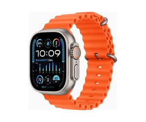 Smartklokke, Smartwatch & Sportsklokke - Apple Watch Ultra 2 GPS + Cellular 49mm - Titanium Case with Orange Ocean Band - MREH3DH/A