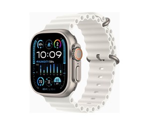 Smartklokke, Smartwatch & Sportsklokke - Apple Watch Ultra 2 GPS + Cellular 49mm - Titanium Case with White Ocean Band - MREJ3DH/A