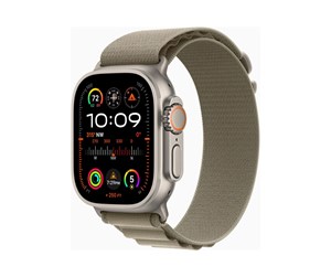 Smartklokke, Smartwatch & Sportsklokke - Apple Watch Ultra 2 GPS + Cellular 49mm - Titanium Case with Olive Alpine Loop - Small - MREX3DH/A