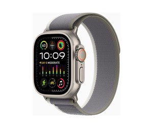 Smartklokke, Smartwatch & Sportsklokke - Apple Watch Ultra 2 GPS + Cellular 49mm - Titanium Case with Green/Grey Trail Loop - S/M - MRF33DH/A