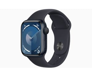 Smartklokke, Smartwatch & Sportsklokke - Apple Watch Series 9 GPS 41mm - Midnight Aluminium Case with Midnight Sport Band - S/M - MR8W3DH/A