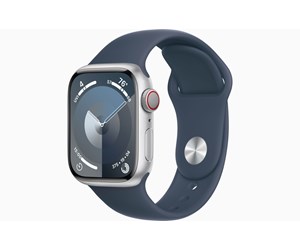 Smartklokke, Smartwatch & Sportsklokke - Apple Watch Series 9 GPS + Cellular 41mm - Silver Aluminium Case with Storm Blue Sport Band - S/M - MRHV3DH/A